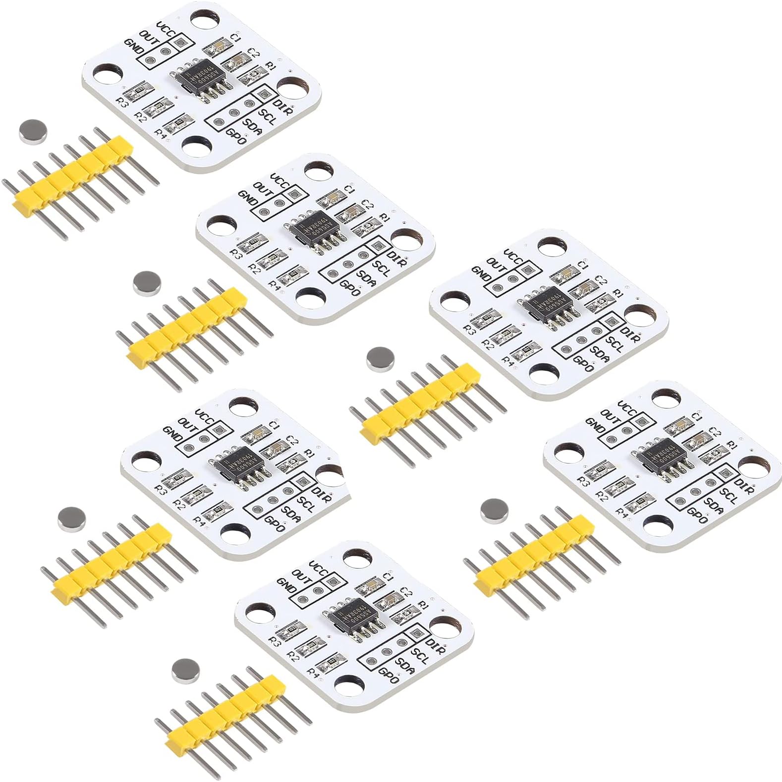 High Precision AS5600 Magnetic Encoder Magnetic Induction Angle Measurement Sensor Module 12bit (6) 6pcs