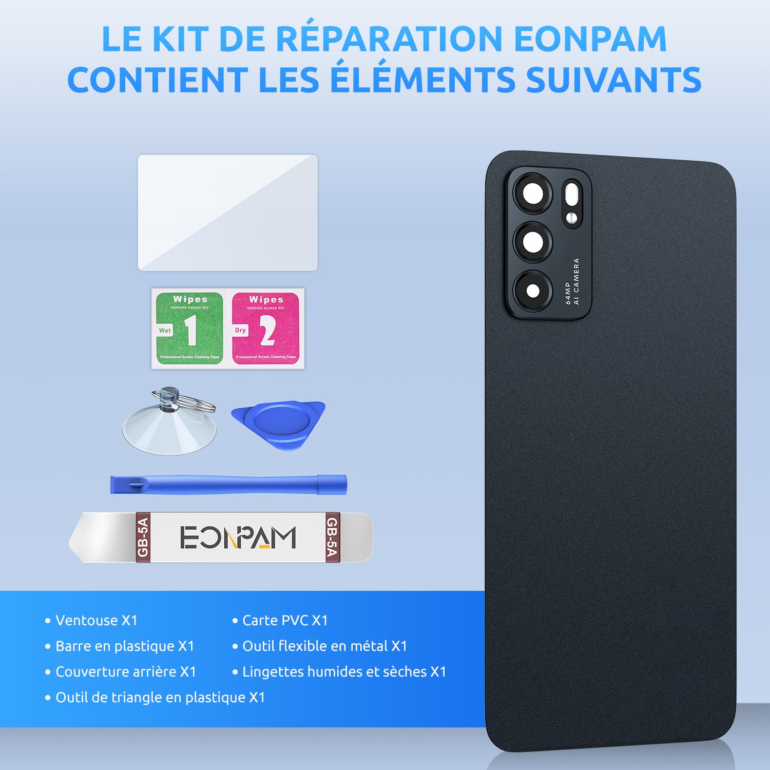 Vitre Arrière Cache Batterie pour Oppo Reno6 5G Noir