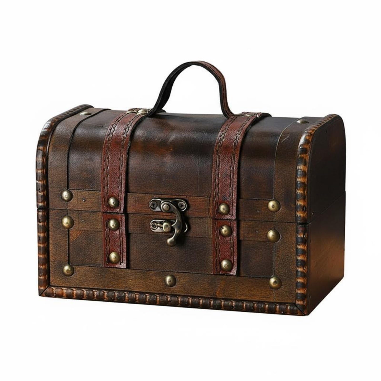 Lockable Wooden Treasure Chest Portable Vintage Wooden Treasure Chest Multi-Purpose Antique Design Storage Trunk Multipurpose for Escape Room Designers, Cosplayers, Kids, Themed Parties, Stage-image-20