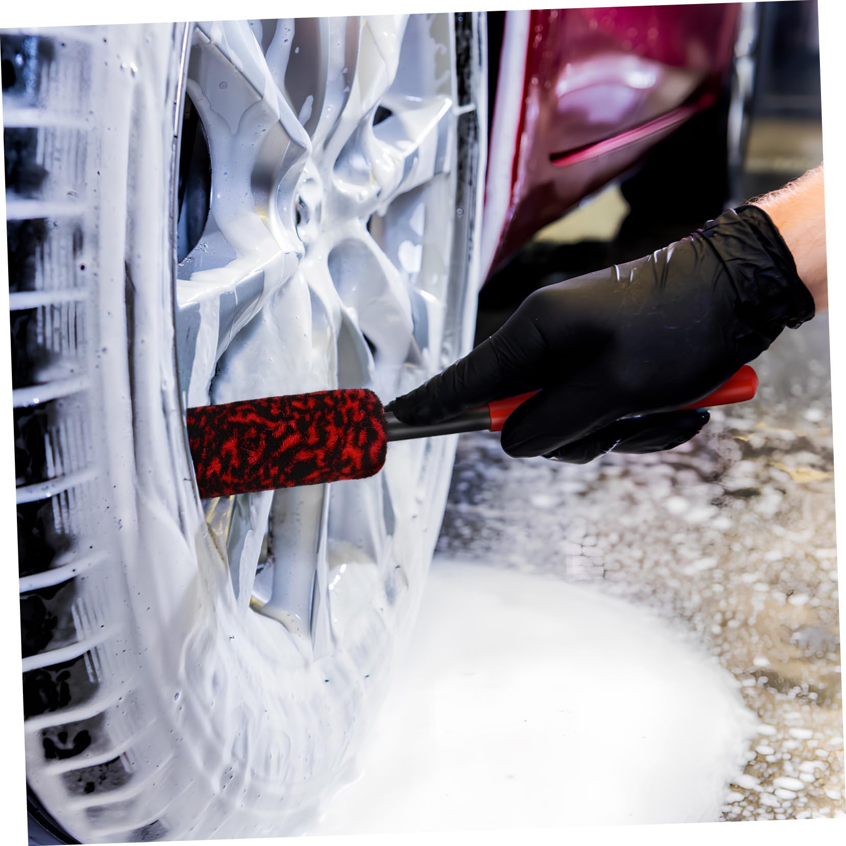 VALICLUD 3pièces Brosse de Nettoyage pour Jantes Voiture à Tête Flexible Kit de Lavage Auto pour Pneus et Roues