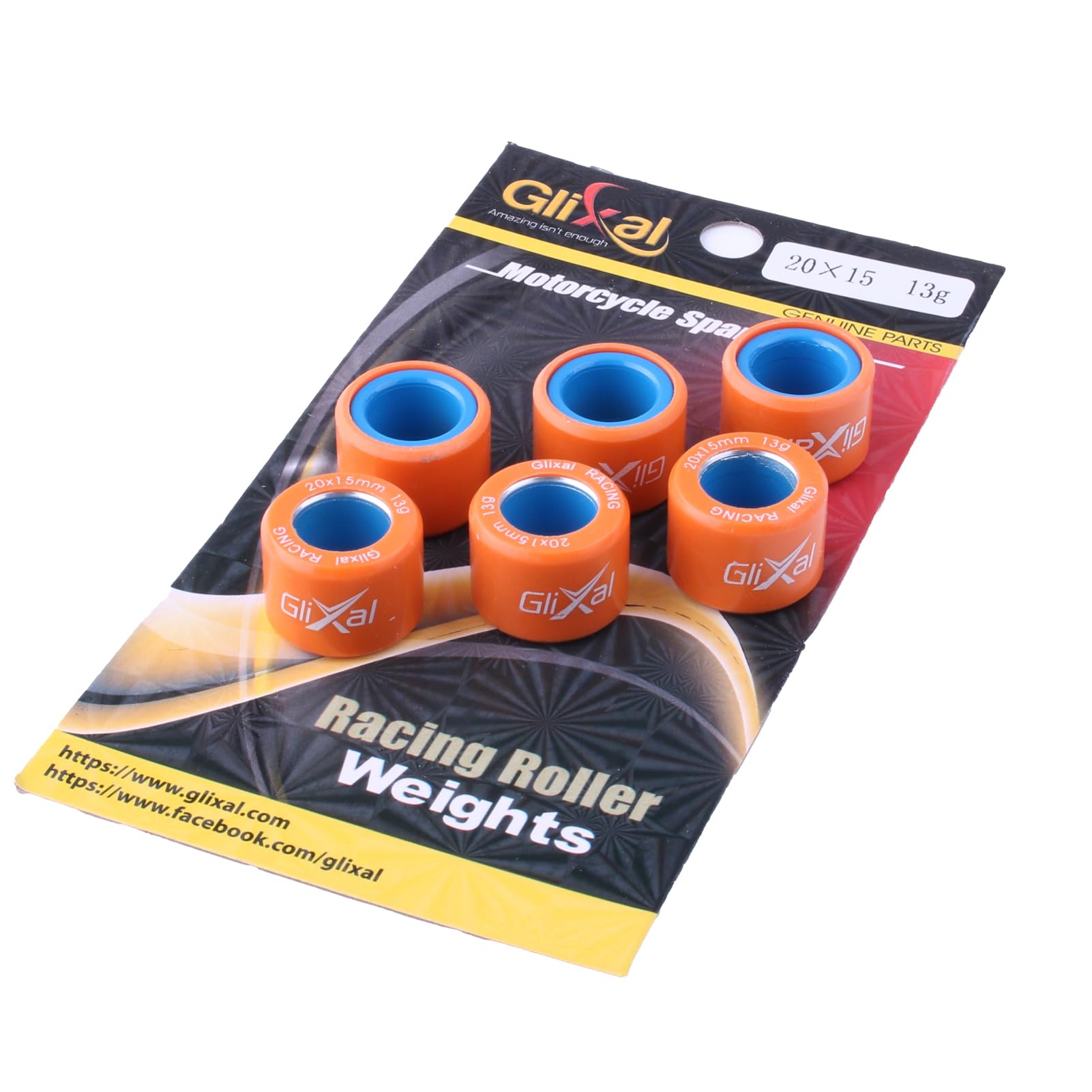Glixal 20X15mm High Performance Racing Variator Roller Weights Set For Honda PCX 125 150 Polaris RZR 200 SYM SUZUKI KYMCO VESPA Scooter Quads ATV UTV (13 Gram)