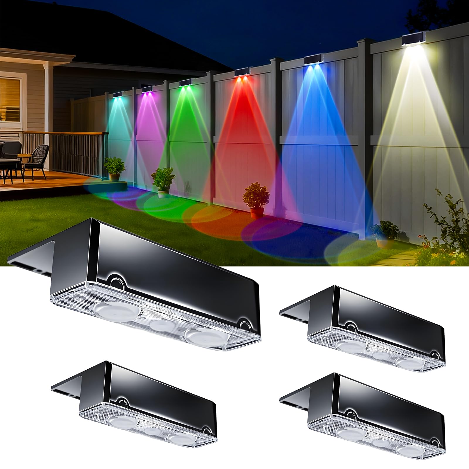 Photo 1 of EGOBOO Solar Fence Lights, 10 Modes RGB