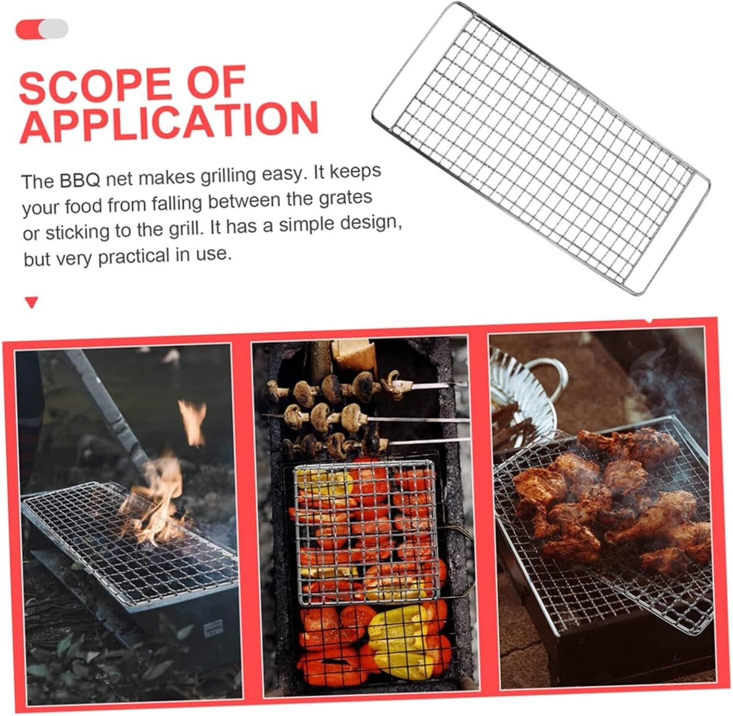 Outdoor BBQ Rectangular Square Grid Grill Barbecue Grill Rack Set Outdoor Camping Cooking Grid with Cooling Stand for Picnic and Grilling Supplies and Portable Grill Accessories