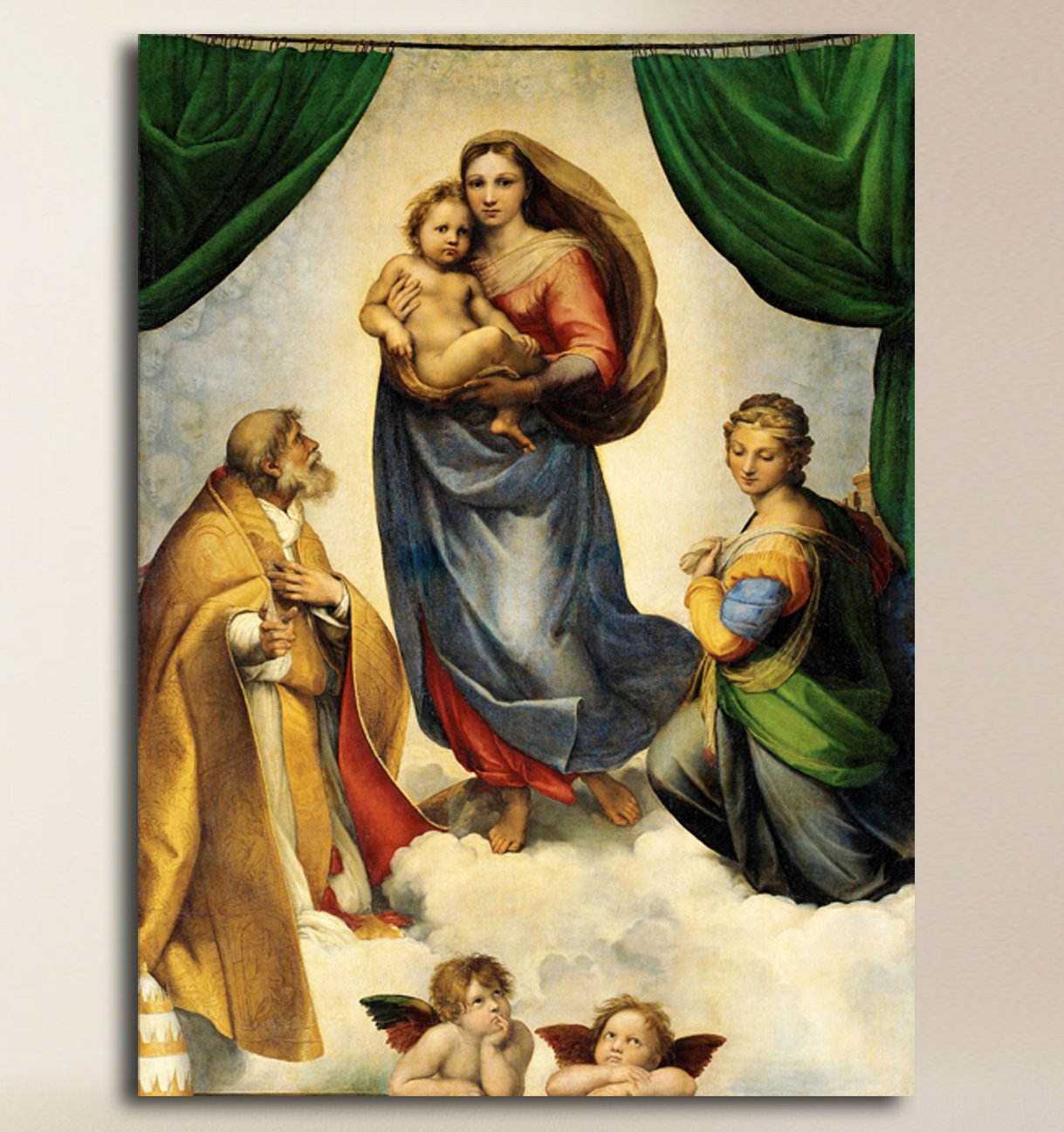 Grafic Quadro Raffaello Madonna Sistina Madonna con il Bambino - Sixtine Madonna with child - Quadro o stampa su tela (CM 65X90, QUADRO CON TELAIO IN LEGNO)