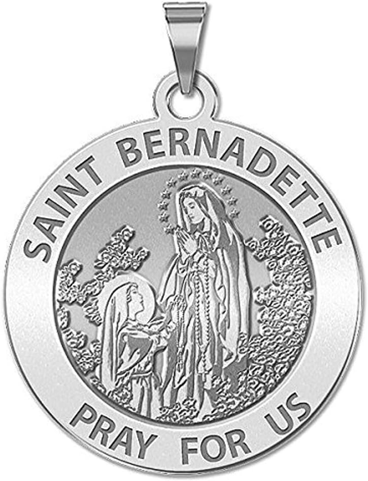 PicturesOnGold.com Saint Bernadette Religious Medal - 3/4 Inch Size of a Nickel -Sterling Silver