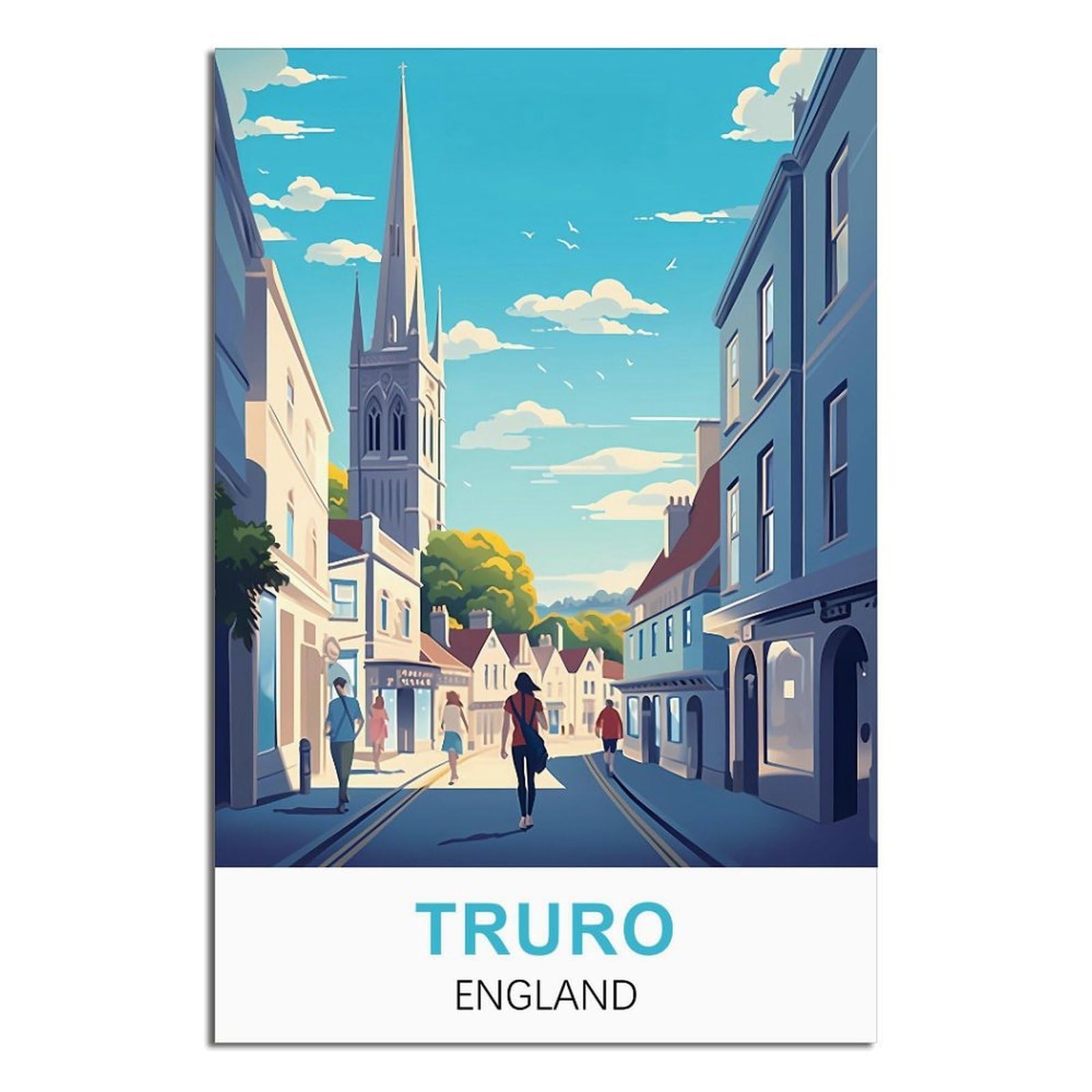 iPuzou Truro England Vintage Travel Posters 08x12inch(20x30cm) Canvas Wall Decor, Wall Art Posters Prints Paintings Pictures for Living Room