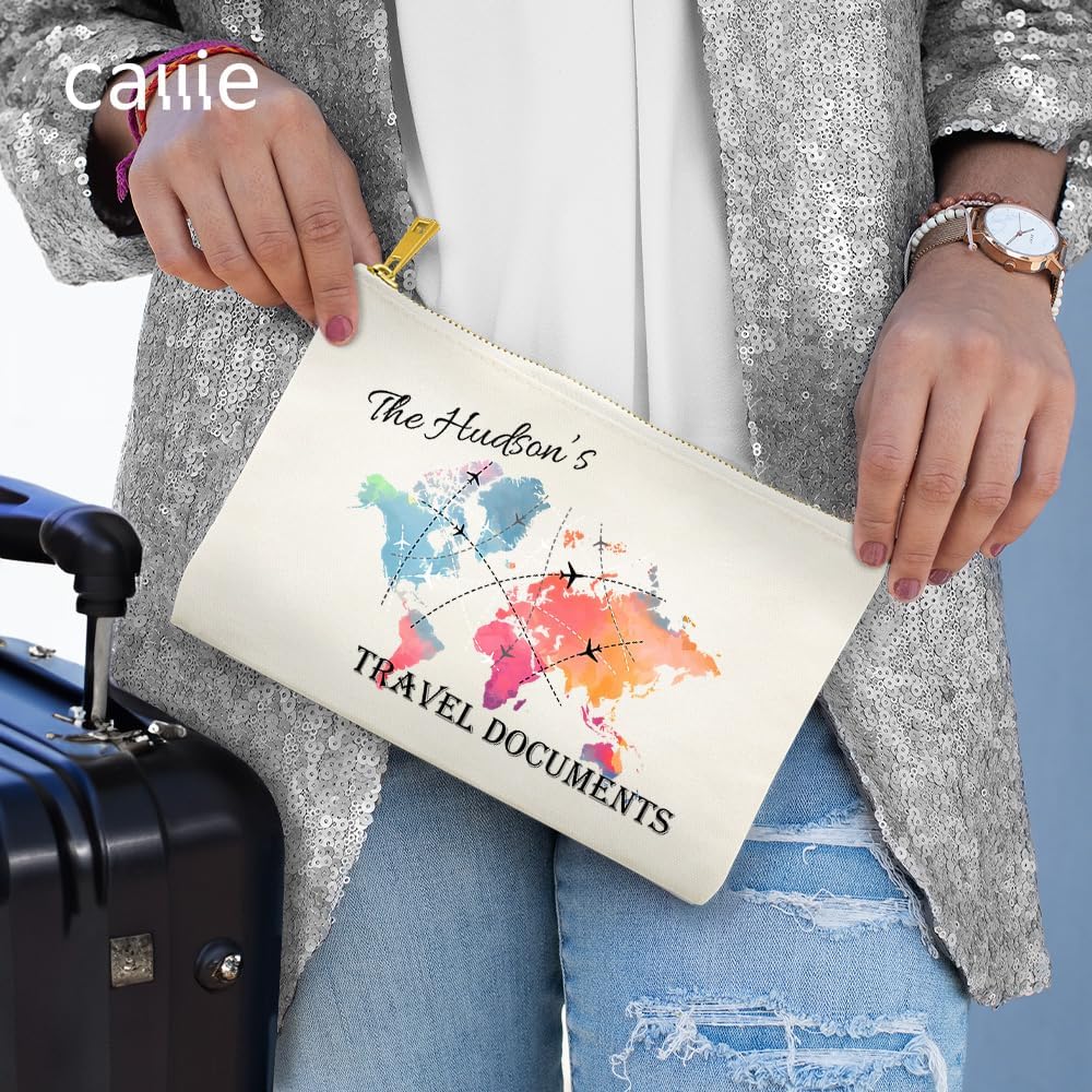 callie Personalized Passport Wallet Pouch for Woman, Family Travel Document Holder Organizer Bag