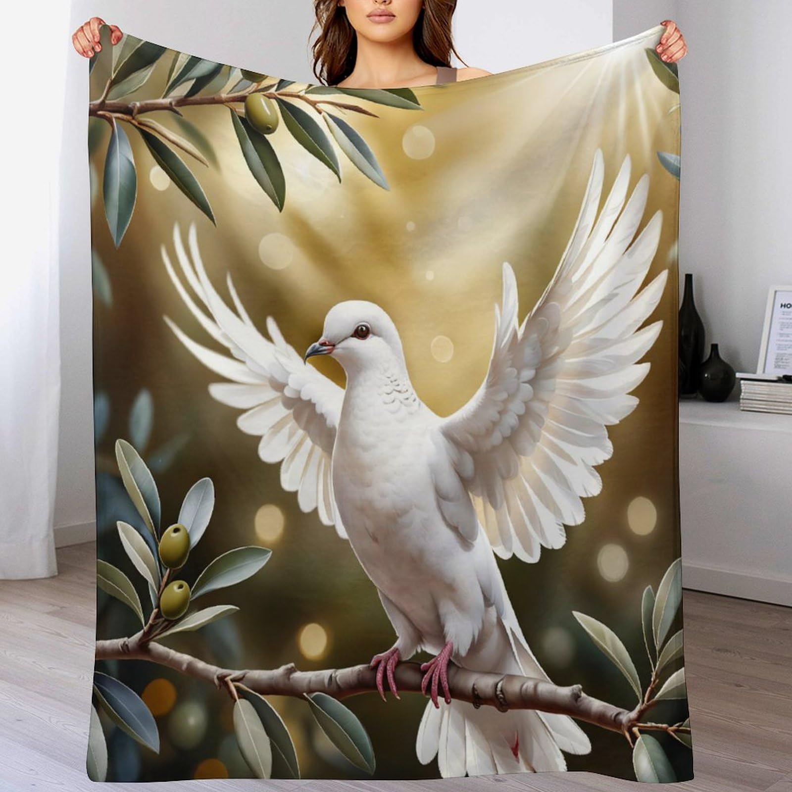 Manta de franela de gaviota estampada mullida y manta ligera para cama