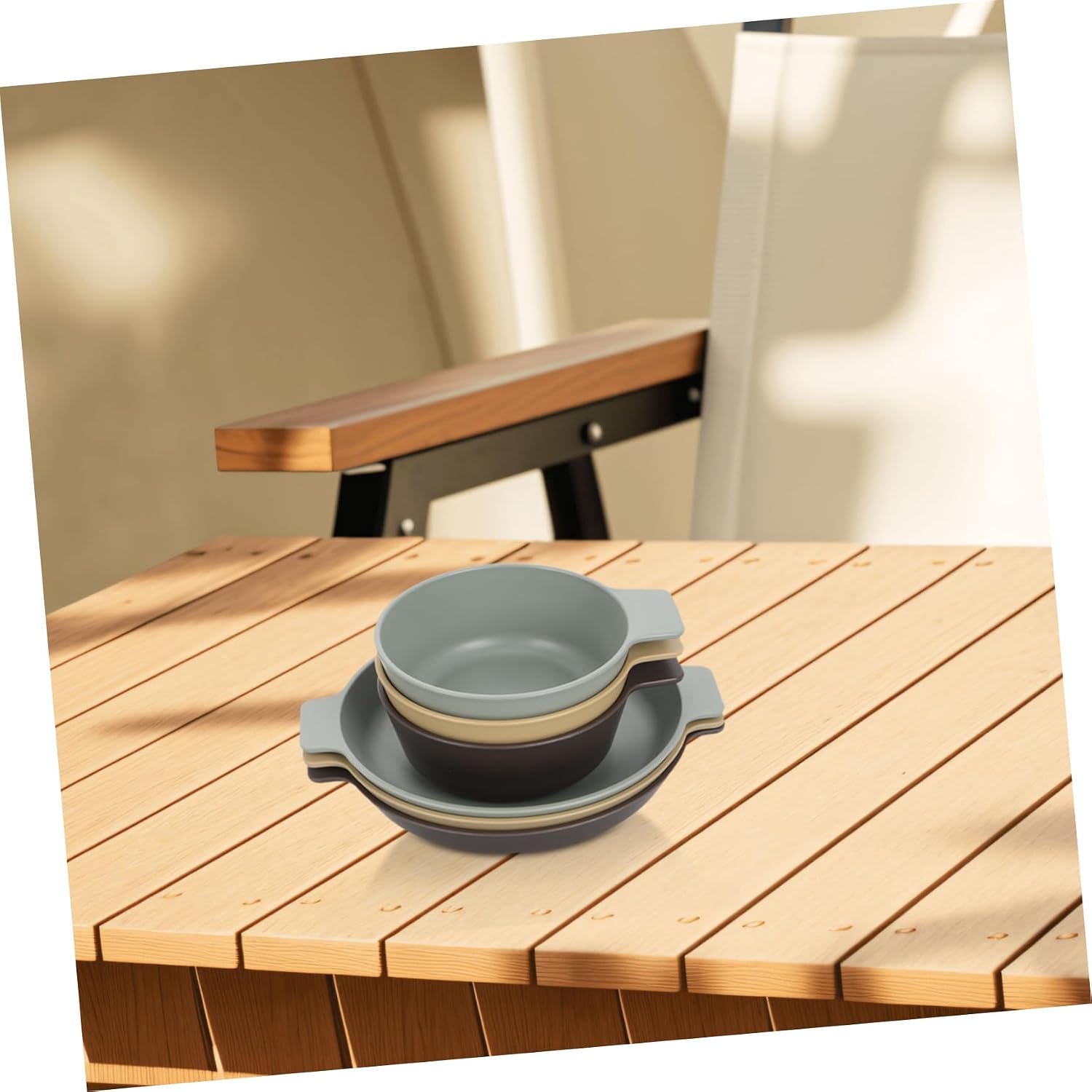 1set Unbreakable Plastic Dinnerware Camping Outdoor Picnics Lightweight Reusable Tableware Plates and Bowls Easy to Clean and Portable Dining