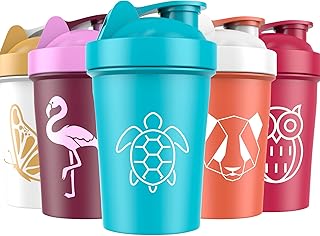 5 PACK Protein Shaker Bottles for Protein Mixes -20 OZ- Dishwasher Safe Shaker Cups for Protein Shakes - Shaker Cup for Blender Protein Shaker Bottle for Shakes Protein Shake Blender