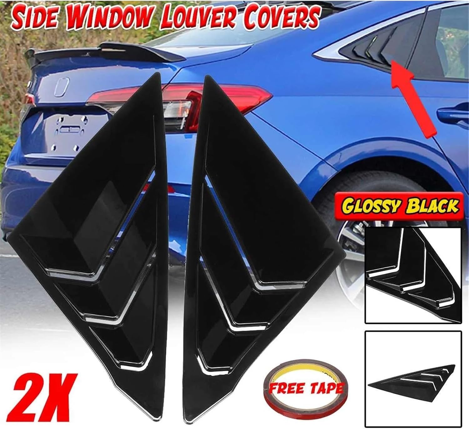 1/4 クォーター カー リアサイドウィンドウ ルーバー サイドベント