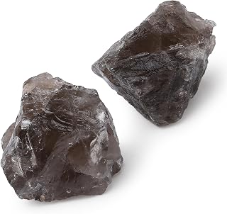 QINJIEJIE Smoky Quartz 2PCS Raw Crystals 1.8-2.2'' Natural Healing Crystals Bulk Large Stones for Tumbling Cabbing Fountain Rocks Polishing Handmade DIY Decoration Gifts