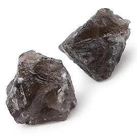 QINJIEJIE Smoky Quartz 2PCS Raw Crystals 1.8-2.2\'\' Natural Healing Crystals Bulk Large Stones for Tumbling Cabbing Fountain Rocks Polishing Handmade DIY Decoration Gifts