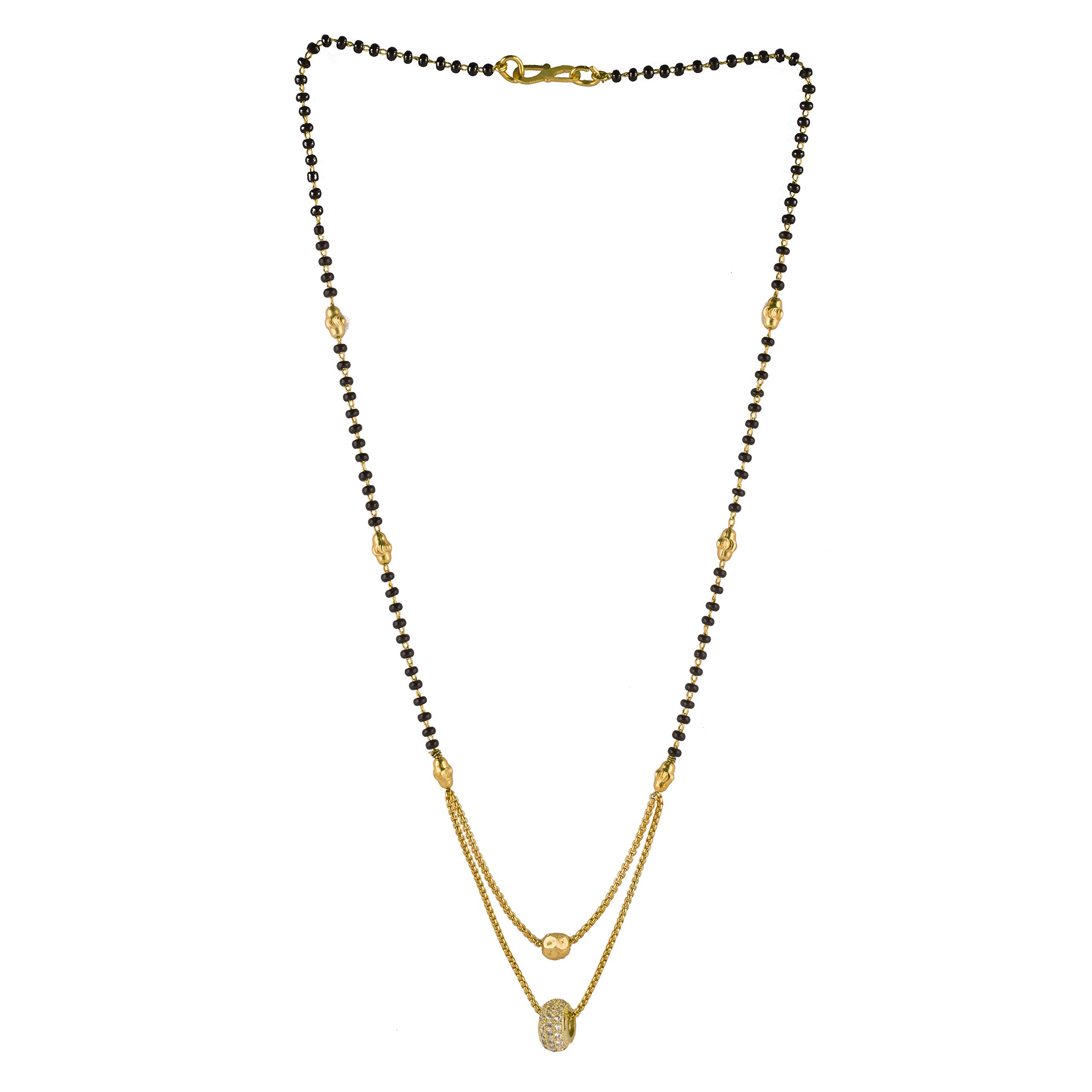 Brado Jewellery One Gram Gold Plated jewelry Mangalsutra American Diamond pendant Necklace With Black Bead Chain for Women and Girls (B089QSQSTH) Amazon Price History, Amazon Price Tracker