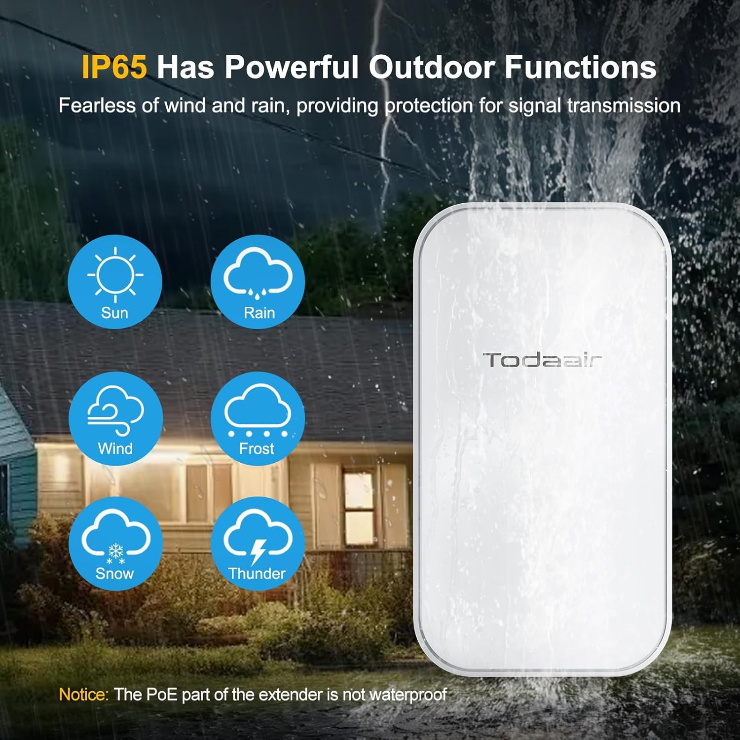 Outdoor WiFi Extender，WiFi Booster | Repeater & AP Mode｜IP65 Weatherproof | Up to 300Mbps WiFi Repeater