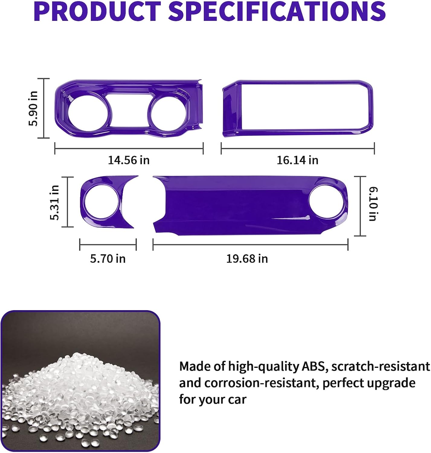 JeCar 4pcs Purple Interior Dash Cover Trim Accessories for 2024 2025+ Jeep Wrangler JL Gladiator JT