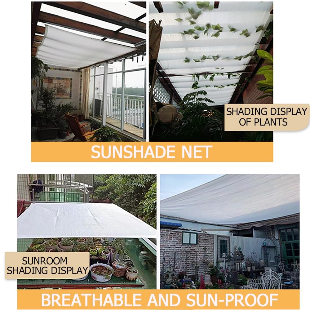 Weißes Schattentuch Für Gewächshäuser, Schattennetz Für Gartenpflanzen Mit Ösen, 3 X 2 M, 50% UV-beständig, Schattiergewebe, Rasennetz Für Pergola, Terrasse(2.0x4.0m(6.5x13.1ft))