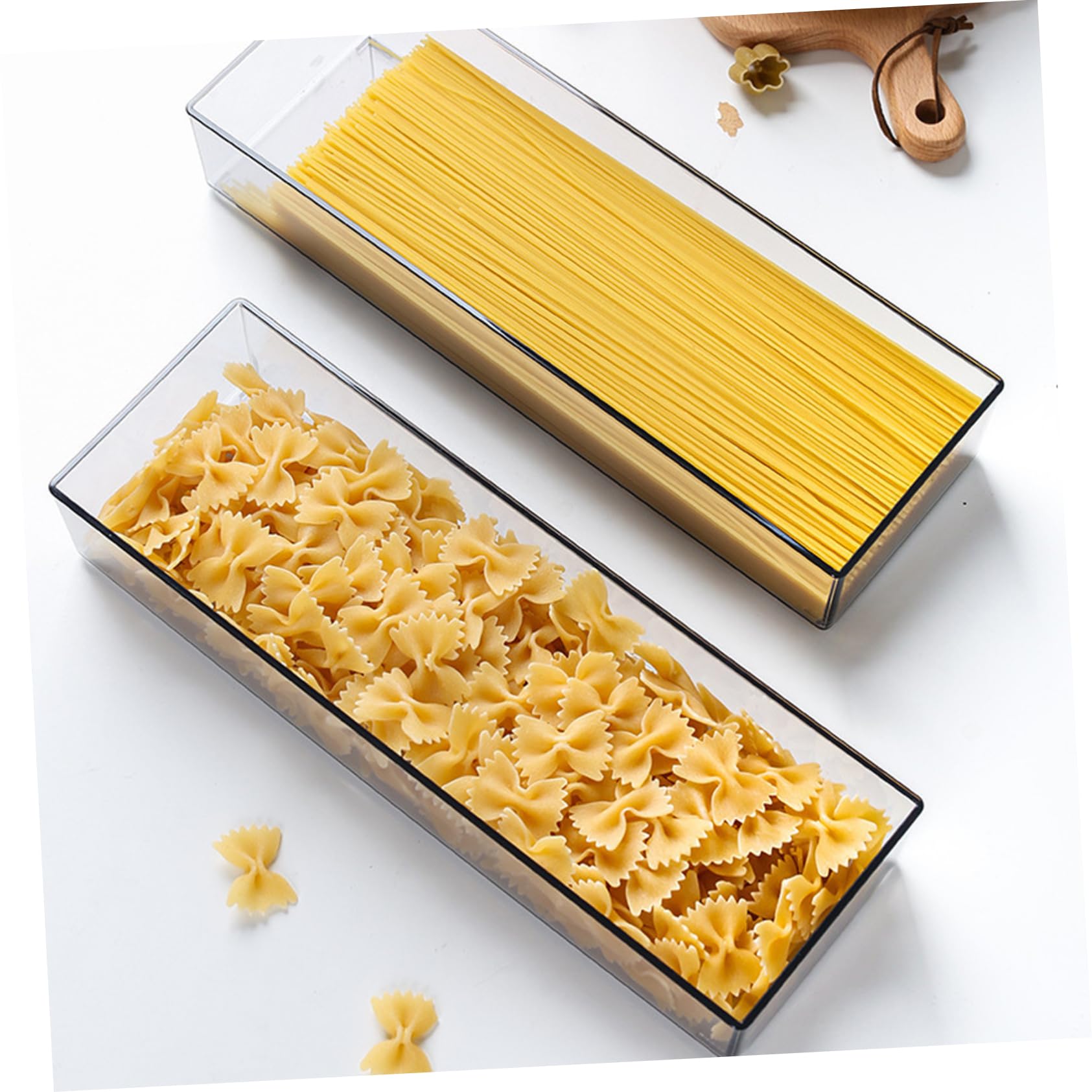 OUNONA Caja de Conservación para Refrigerador de 2 Piezas Diseño Elegante, Material Pe y As, Superficie Lisa para Almacenamiento de Pasta y Frutas en Ambiente Hogareño