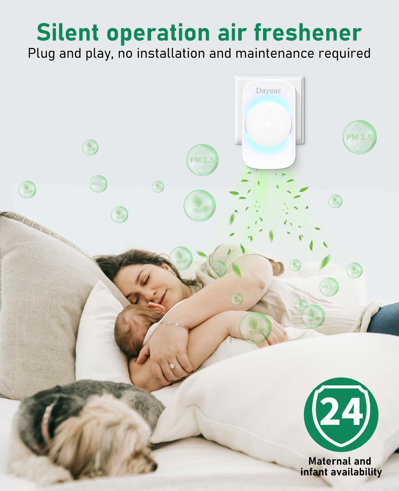 Oczyszczacz powietrza, jonizator, Dayear Plug in Negative, oczyszczacz powietrza do biura, pokoju, łazienki, dymu, zwierząt domowych, zapachów, oczyszczania zapachów, 3 tryby światła LED/1 szt
