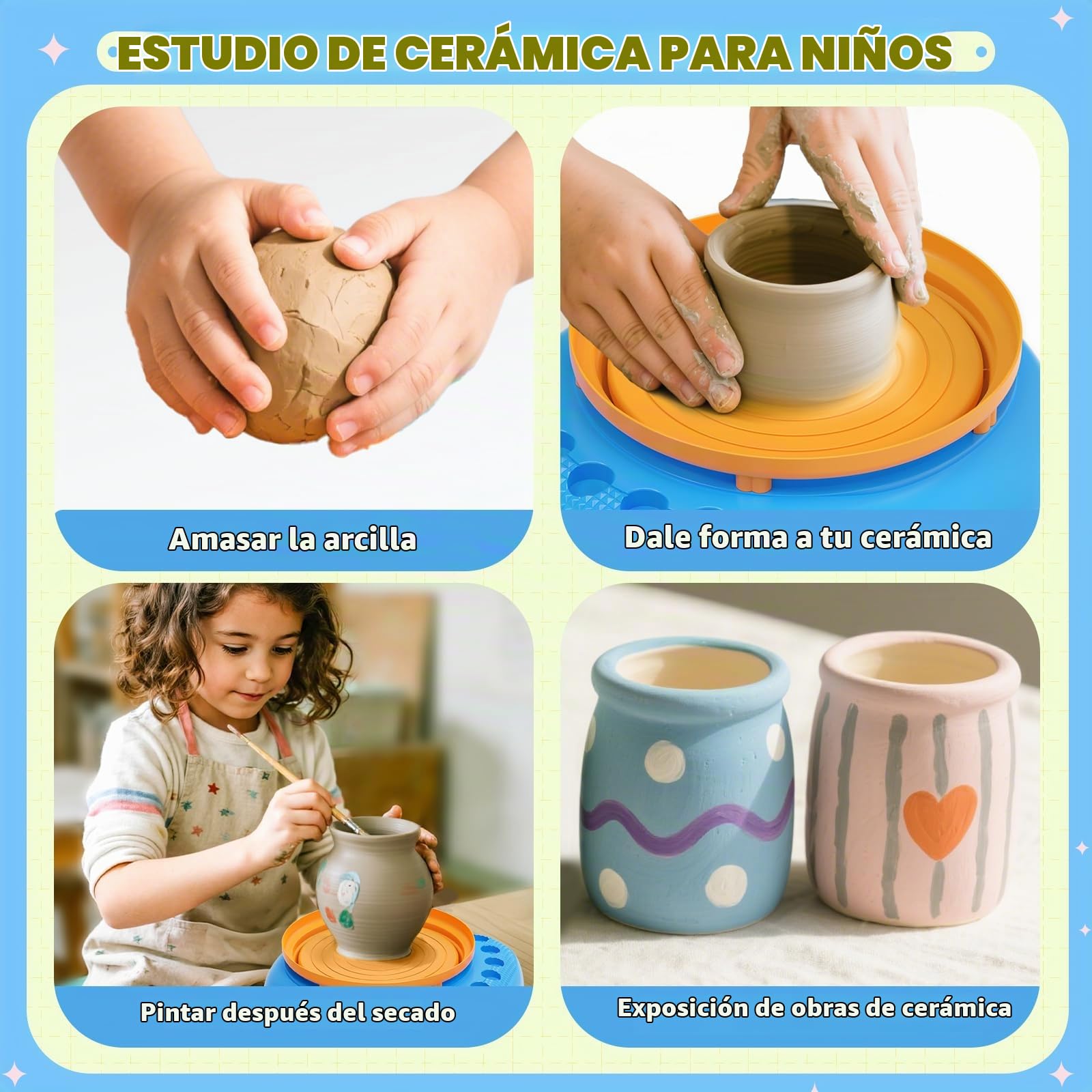 Weilim Torno de Alfarería Niños 6-13, Kit Cerámica DIY, Regalo