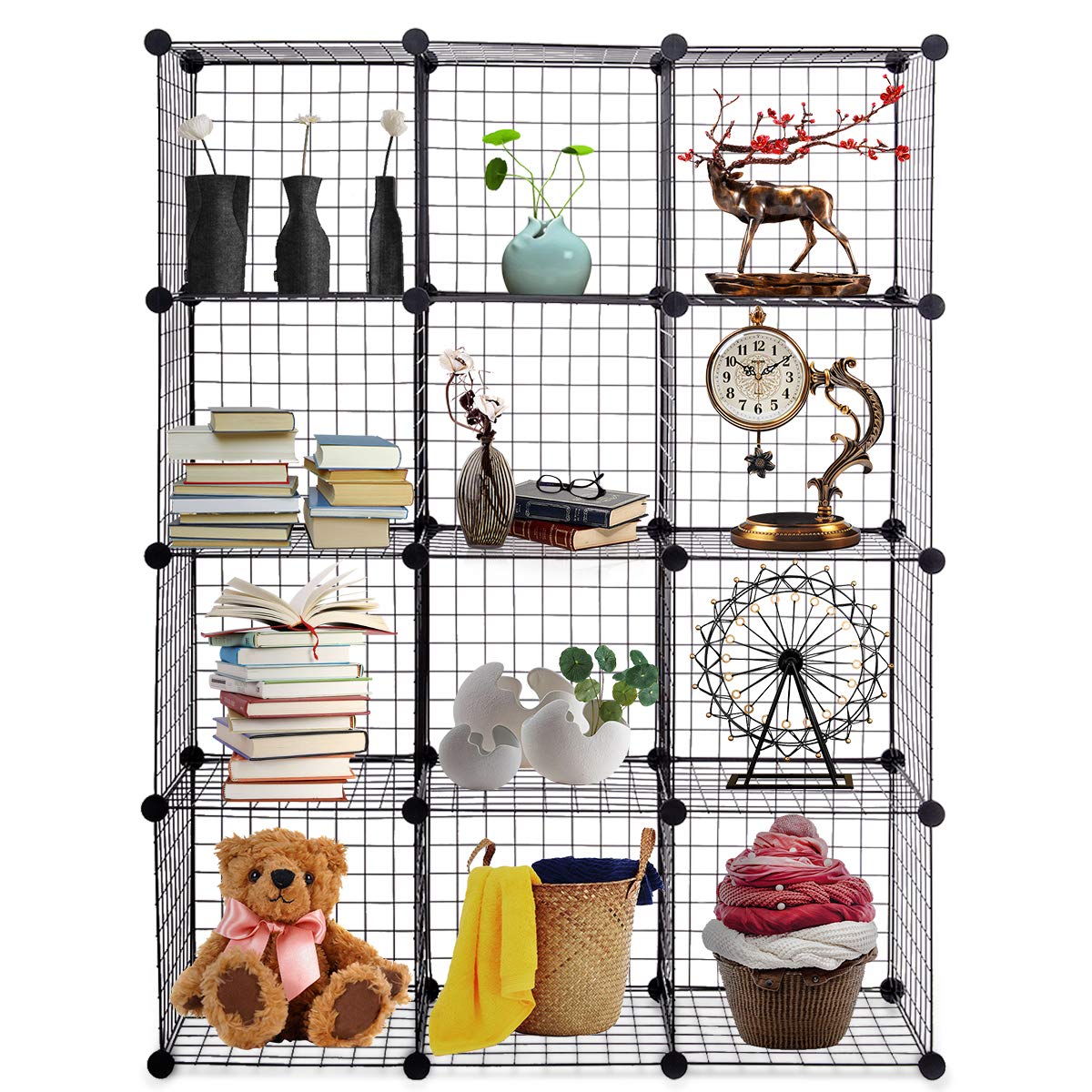 Rangement Garde Robe SONGMICS 12-Cube Wire Grid Storage Rack ...