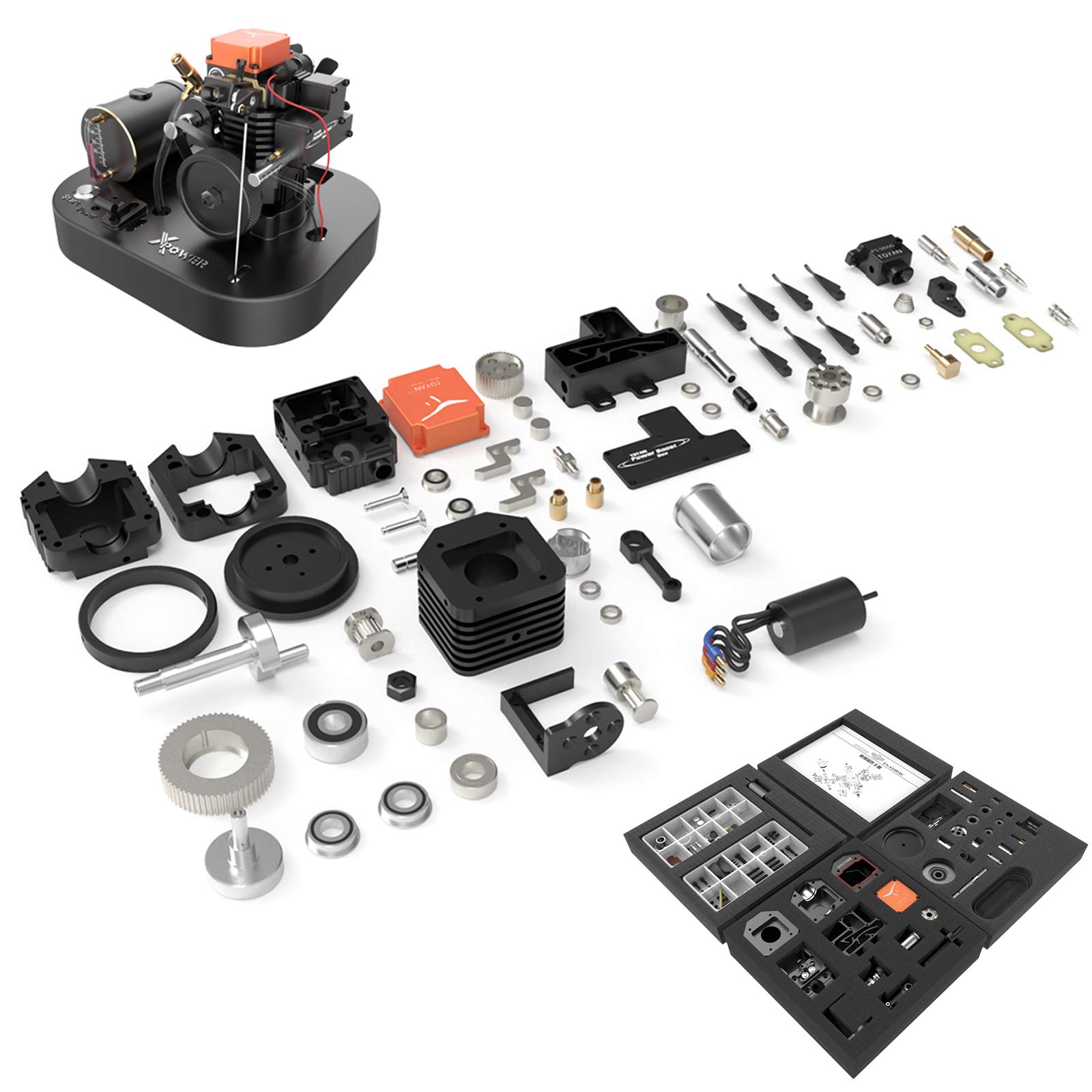 FenglinTech Toyan 4 Stroke RC Engine, FS-S100AC DIY Assembly Single Cylinder 4-Stroke Methanol Engin