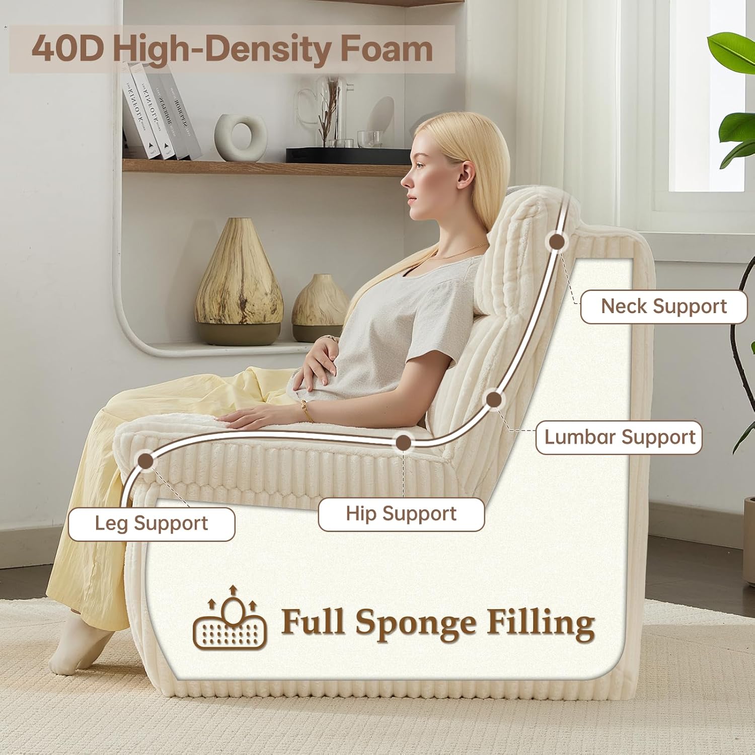 Boneless Loveseat Sofa, 82" Corduroy Oversized Cloud Couch 2 Seater with Deep Seat, Modern Love Seat Couch with Memory Foam, Beige Boneless Couches for Living Room, Apartment
