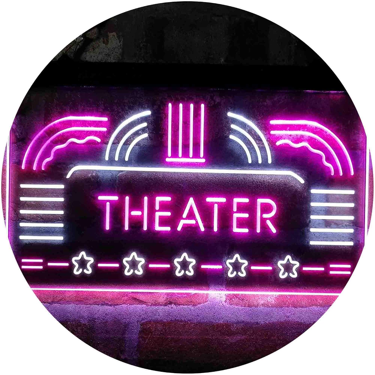 ADVPRO Theater Vintage Display Home Movie Dual Color LED Neon Sign White & Purple 16 x 12 Inches st6s43-i4026-wp