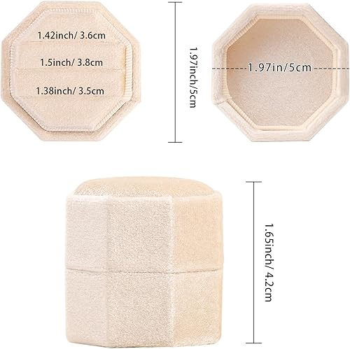 Miniatura 4 de WantGor Caja de terciopelo para anillos, 3 ranuras, caja de regalo para anillos de joyería, caja de regalo vintage para ceremonia de boda