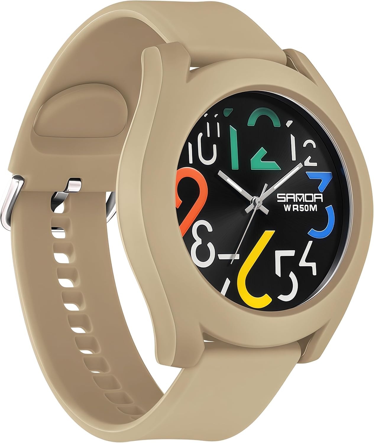 Gosasa Mens Analog Quartz Watch Creative Colorful Removable 5ATM Waterproof Sports Wristwatch Minimalist Luminous Analog Watch with Silicone Strap