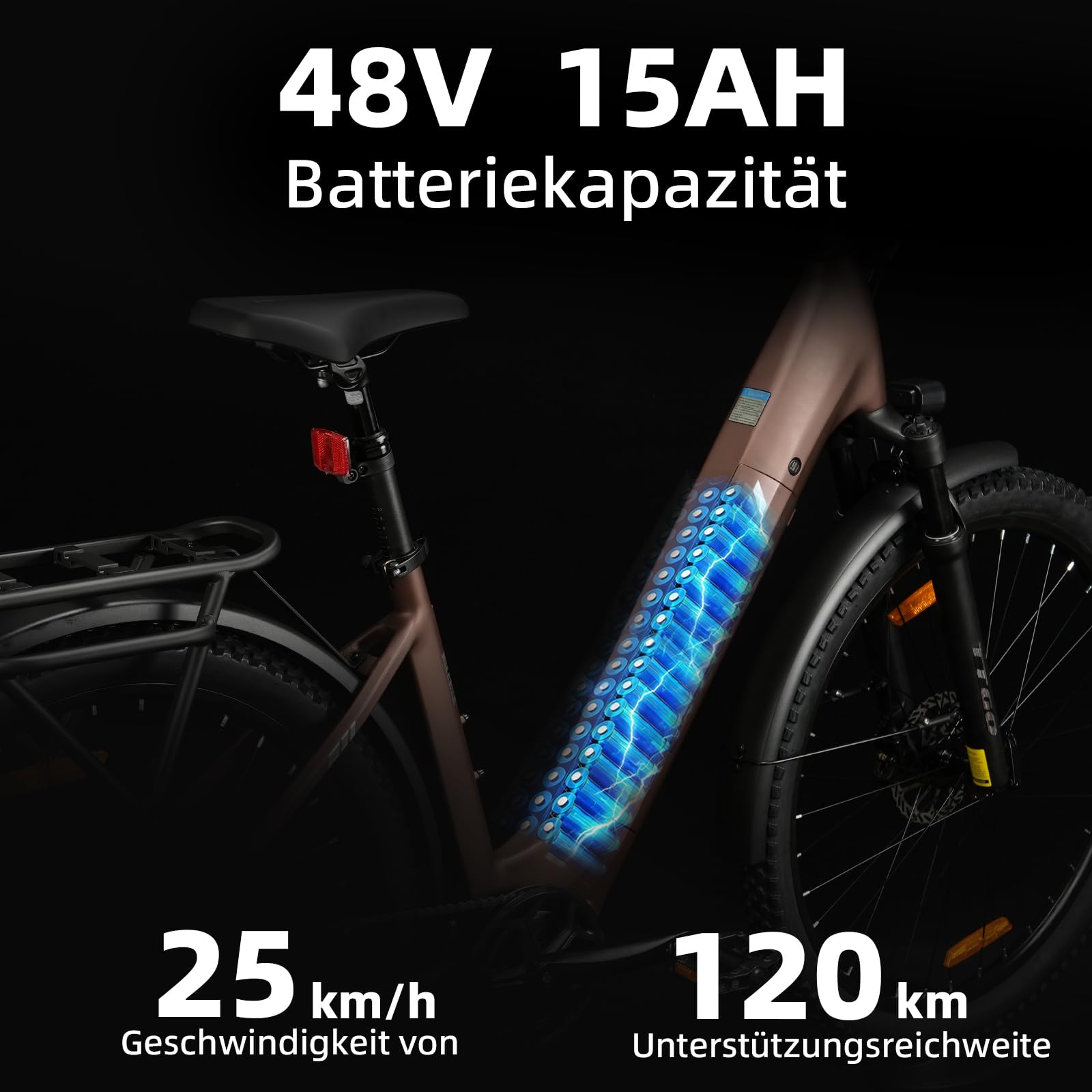 ttgo Z3 27.5Zoll E-Bike, für Damen & Herren, Pedelec mit 48V 15Ah Akku, bis 120 km Reichweite, 250W Heckmotor 70Nm, Shimano 7-Gang, hydraulische Scheibenbremsen, StVZO, 6061 Alu-Rahmen