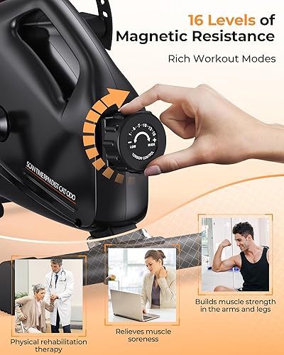 Miniatura 3 de YOSUDA Ejercitador de pedales de bicicleta para debajo del escritorio, mini bicicleta estática magnética para ejercicio de brazospiernas, bicicleta