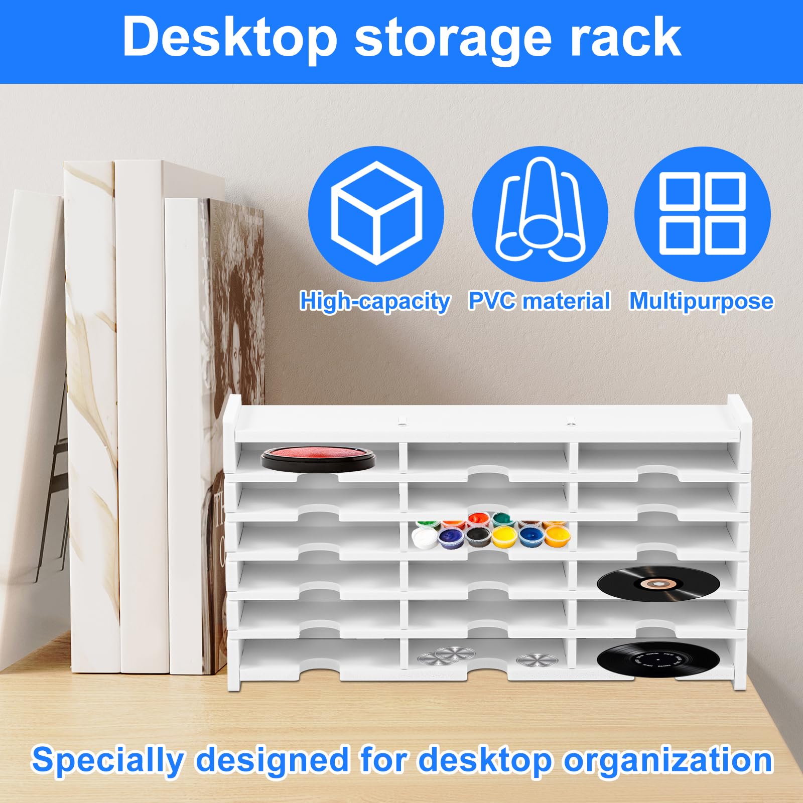 NZWBSHSSP Stamp Pad Storage Organizer Versatile Large Capacity Slim Ink Pad Holder Easy to Maintain Ink Pads Painting Tray Rack Slots Ink Pad Holder with Compartments for Ranger - Image 2
