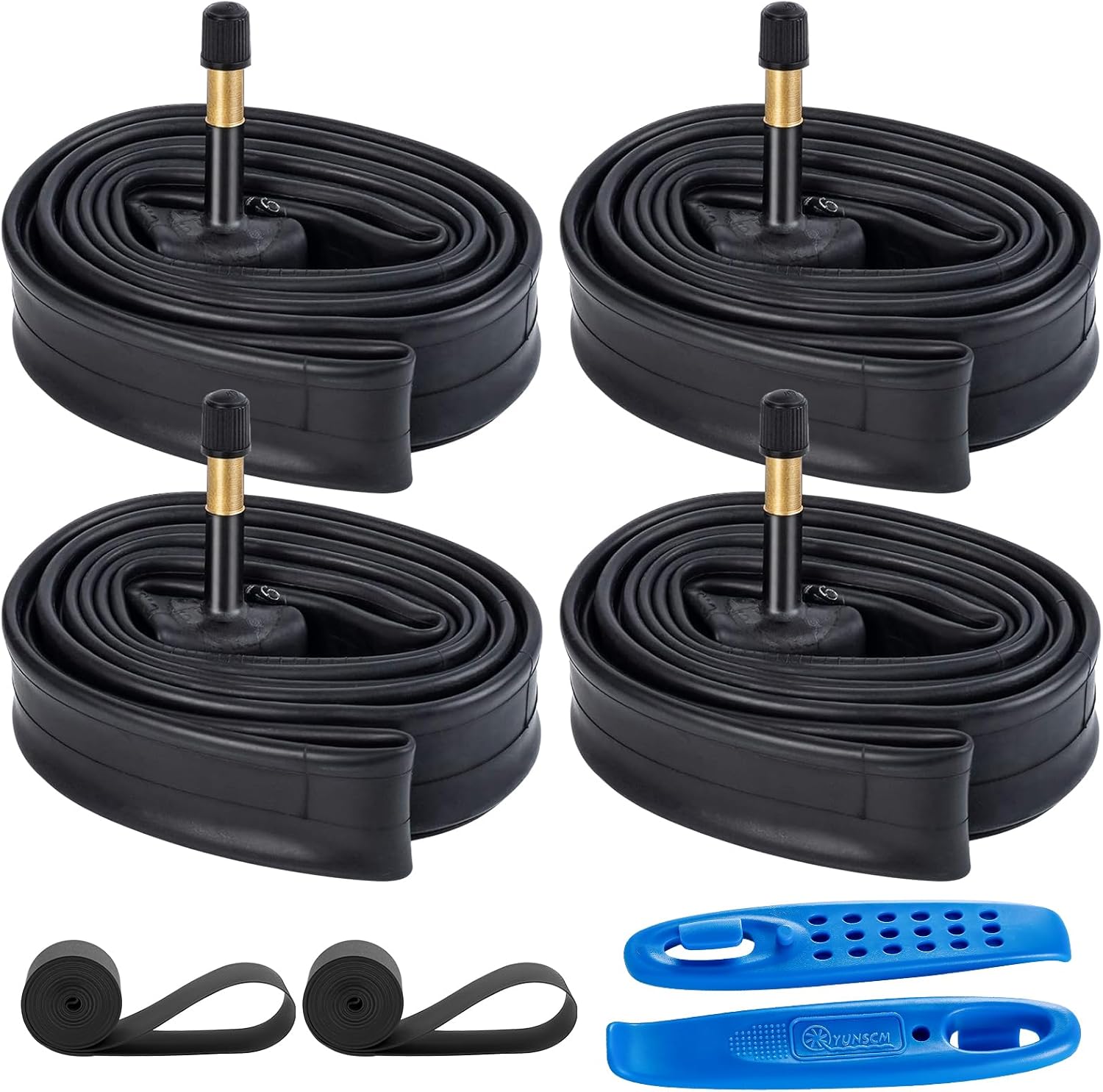 700C Bike Tubes 700x25C/28C/30C/32C AV48mm Schrader Valve Premium Butyl Rubber 700C Bicycle Tubes Compatible with 700 x 25C 700x26C 700x28C 700x30C 700x32C Bike Tire Tubes