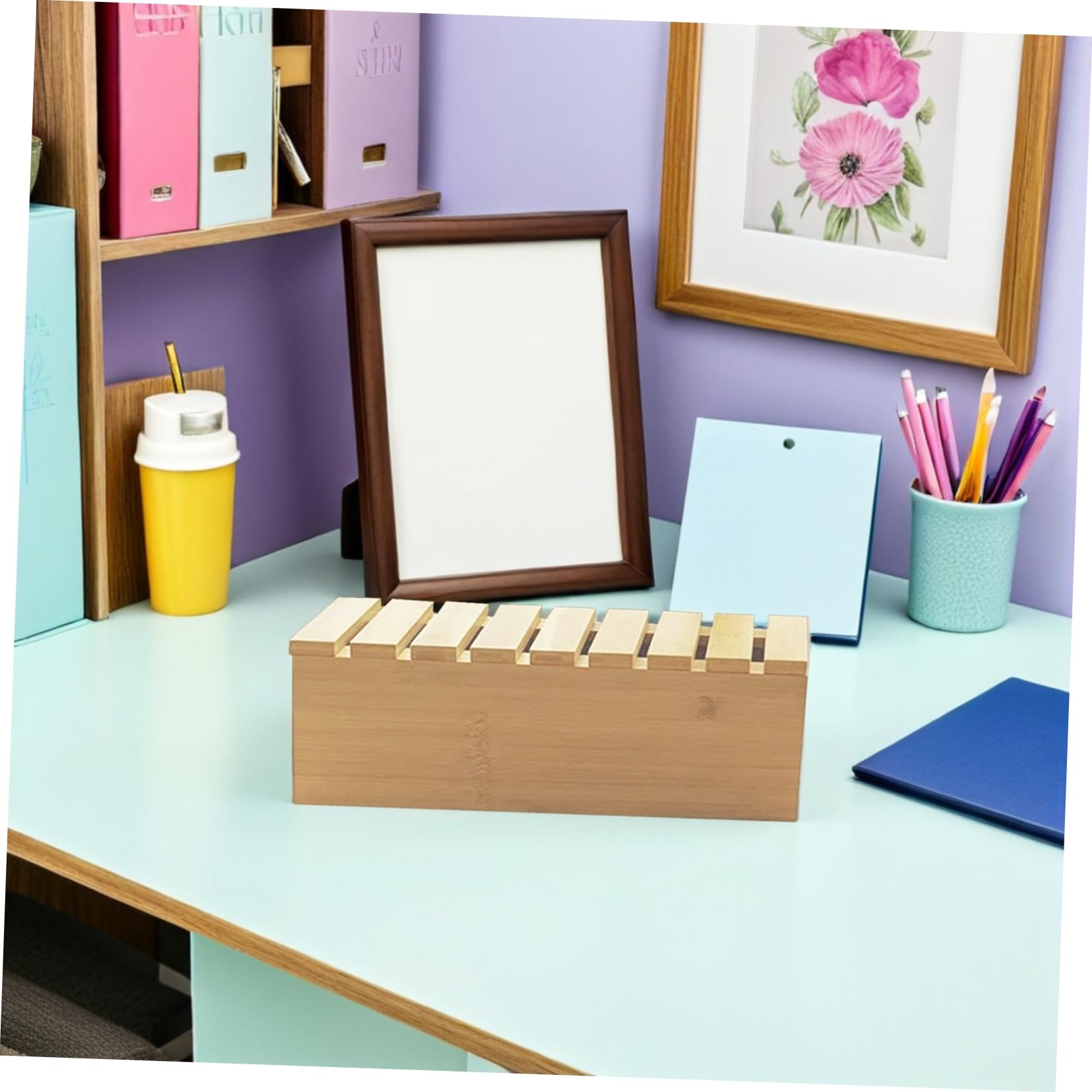 Gatuida Caja Organizadora de Cables de Madera Natural Gran con Soporte para Teléfono Integrado Organizador de Escritorio para Oficina y Hogar para Ocultar Cables y Regletas