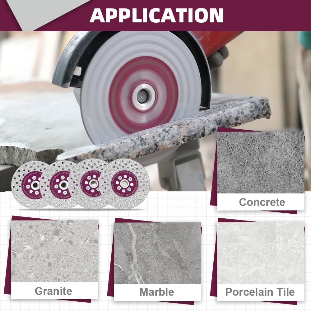 QUEFORET Diamond Cutting Grinding Disc 115mm - Saw Blade for Cutting and Polishing Granite Marble Concrete Porcelain Tile, M14 Flange - Image 3