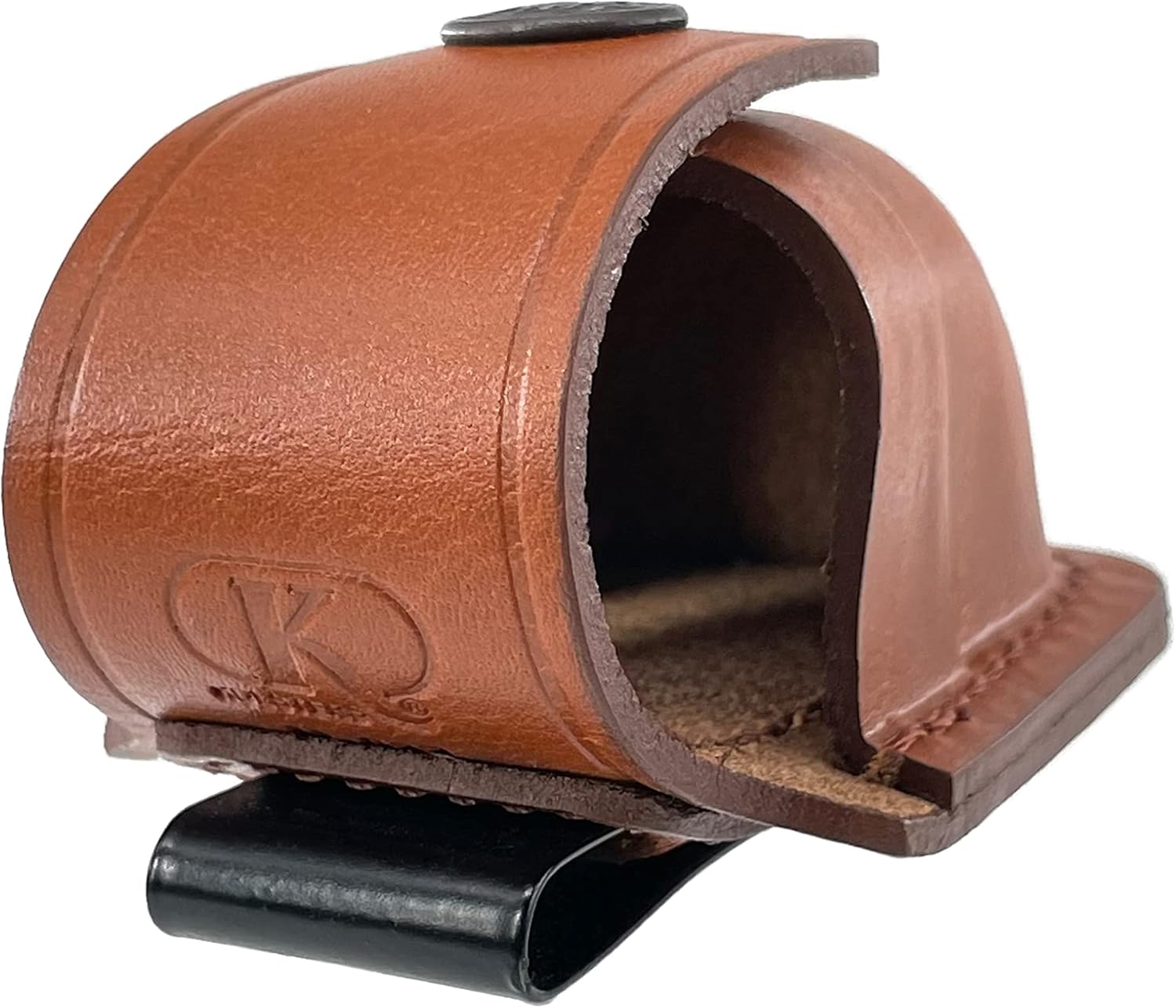 Single Speedloader Pouch for 357 Magnum 6 & 7, 44 Magnum 5, S&W .38 Special 6 Shots - Genuine Leather Carrier/Case with Belt Clip Handmade (ALISM037)