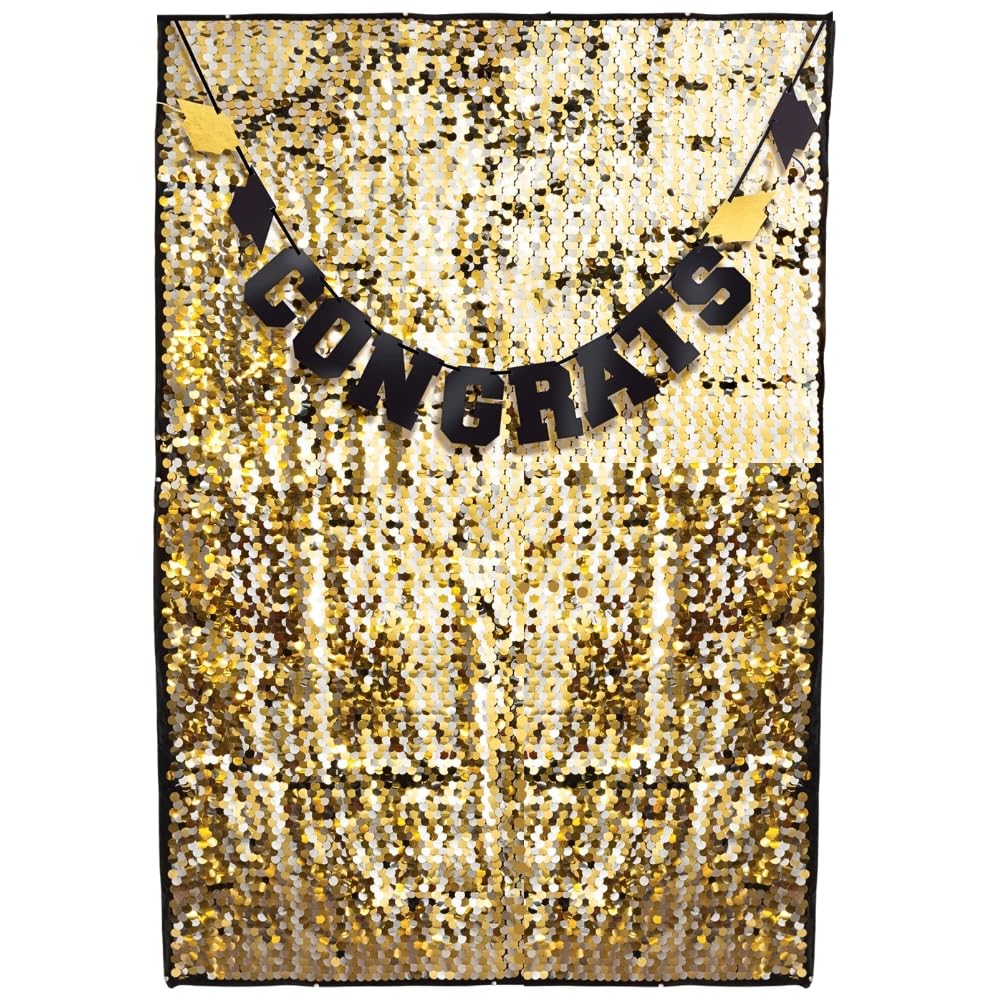 Stunning Multicolor Plastic & Fabric Grad Paillette Backdrop Set - 6 ft. x 4 ft. (1 Set) - Stylish & Unique Design - Perfect for Graduation Events