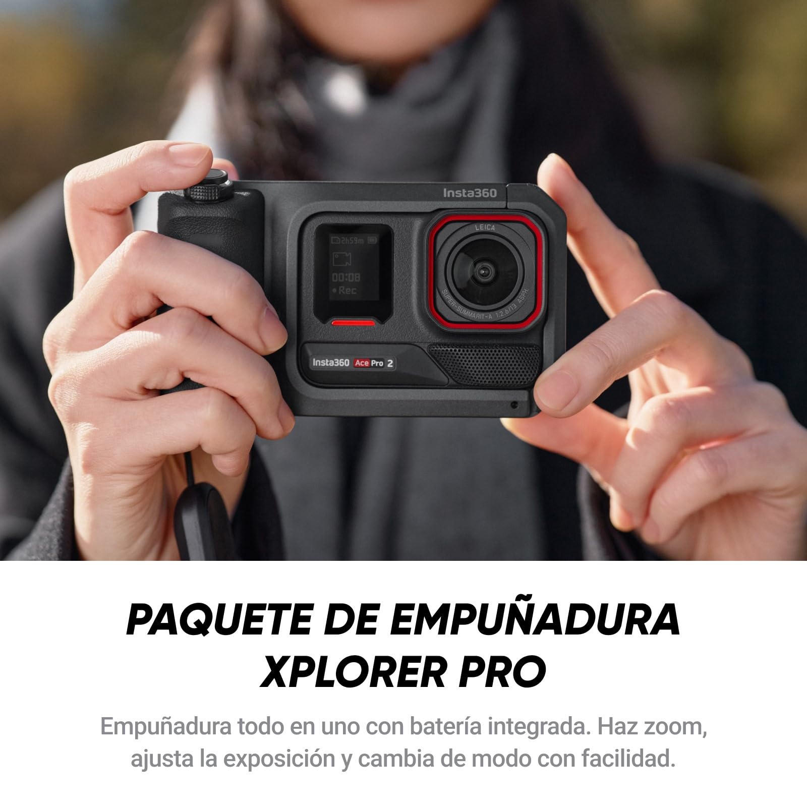 Insta360 Ace Pro 2 Paquete de impresión rápida–Cámara 8K rimpermeable 1/1.3", desarrollada Junto a Leica, con Doble Chip IA, Gran Rendimiento, empuñadura Xplorer Pro e Impresora portátil