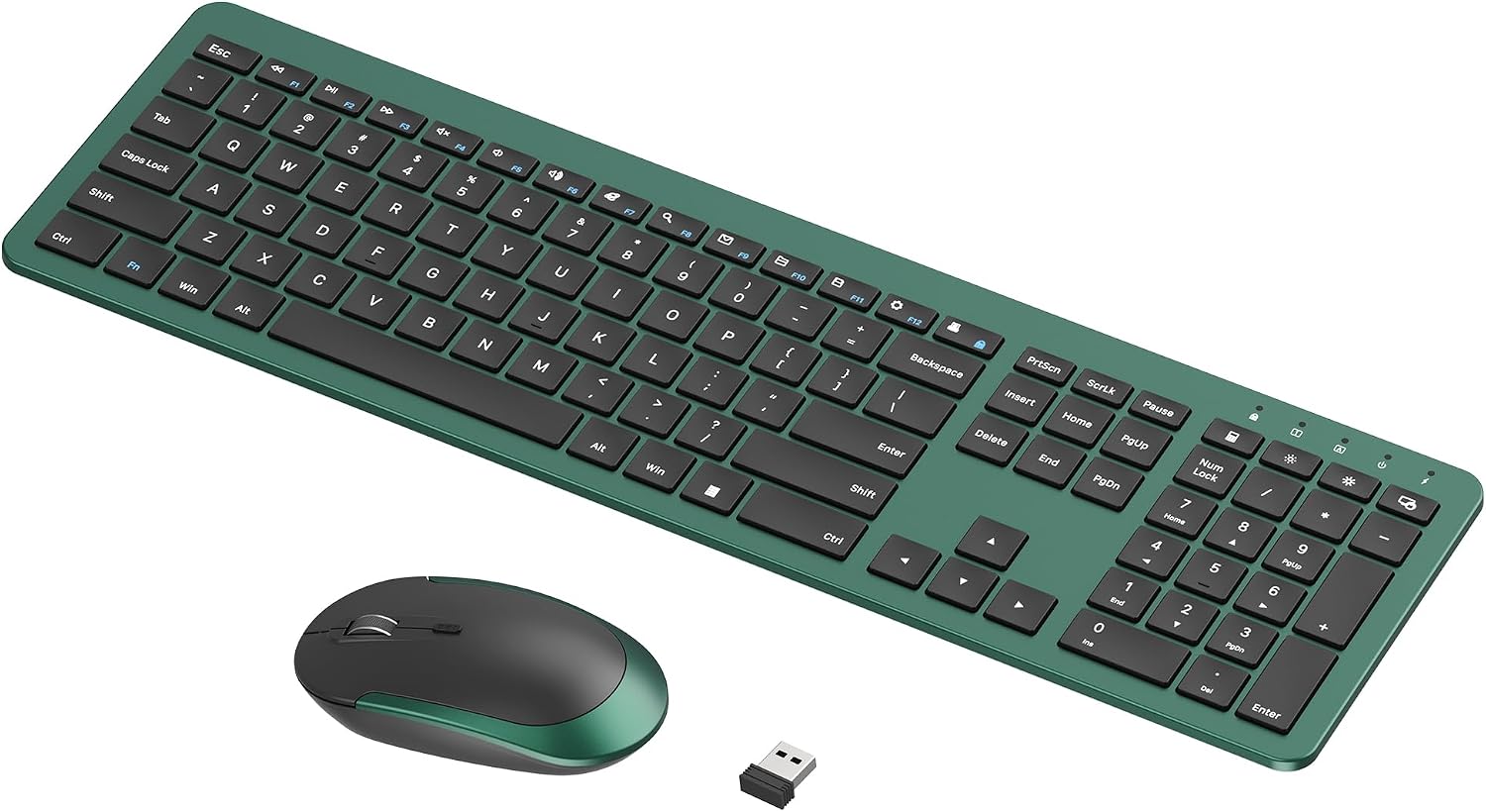 seenda Rechargeable Wireless Keyboard and Mouse Combo, Dark Green