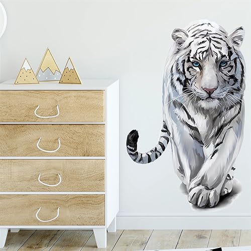 Miniatura 4 de Calcomanías de pared de tigre con puntos negros y blancos, calcomanías de pared de animales salvajes extraíbles para niños, bebé, guardería, sala de