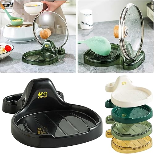 Miniatura 5 de Soporte para espátula de cocina multifunción con soporte para tapa, soporte versátil para tapa de olla resistente al calor y respetuoso con el medio