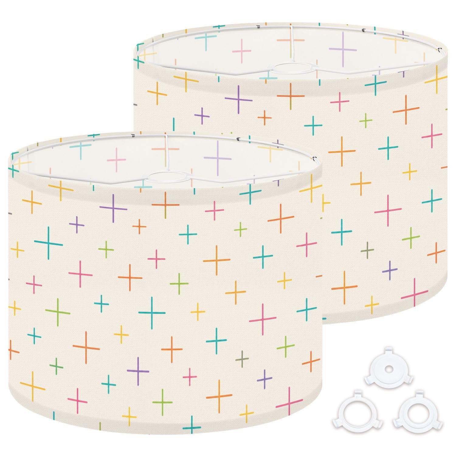 Deruinvaio Multi3 2Pcs 13In Lampshade Lamp Shade Colorful Plus Sign Pastel For Ceiling Light, Table Lamp Floor Lamp Easy Assembly Replacement Light Shade