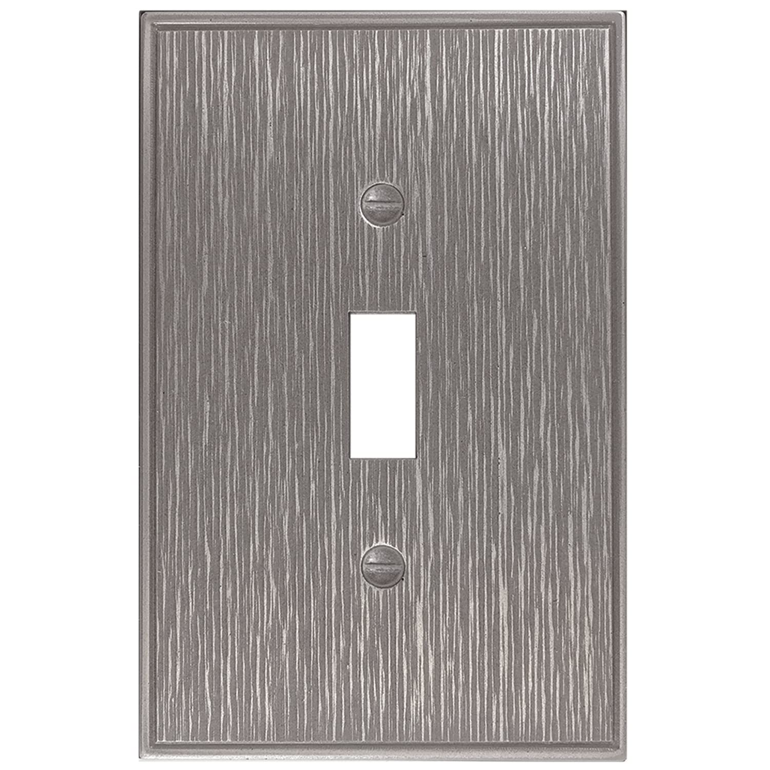 QDÉCOR Single Toggle Light Switch Plate, Electrical Wall Plate 1 Gang Single Switch Cover, Decorative Twill Texture, Brushed Nickel Finish