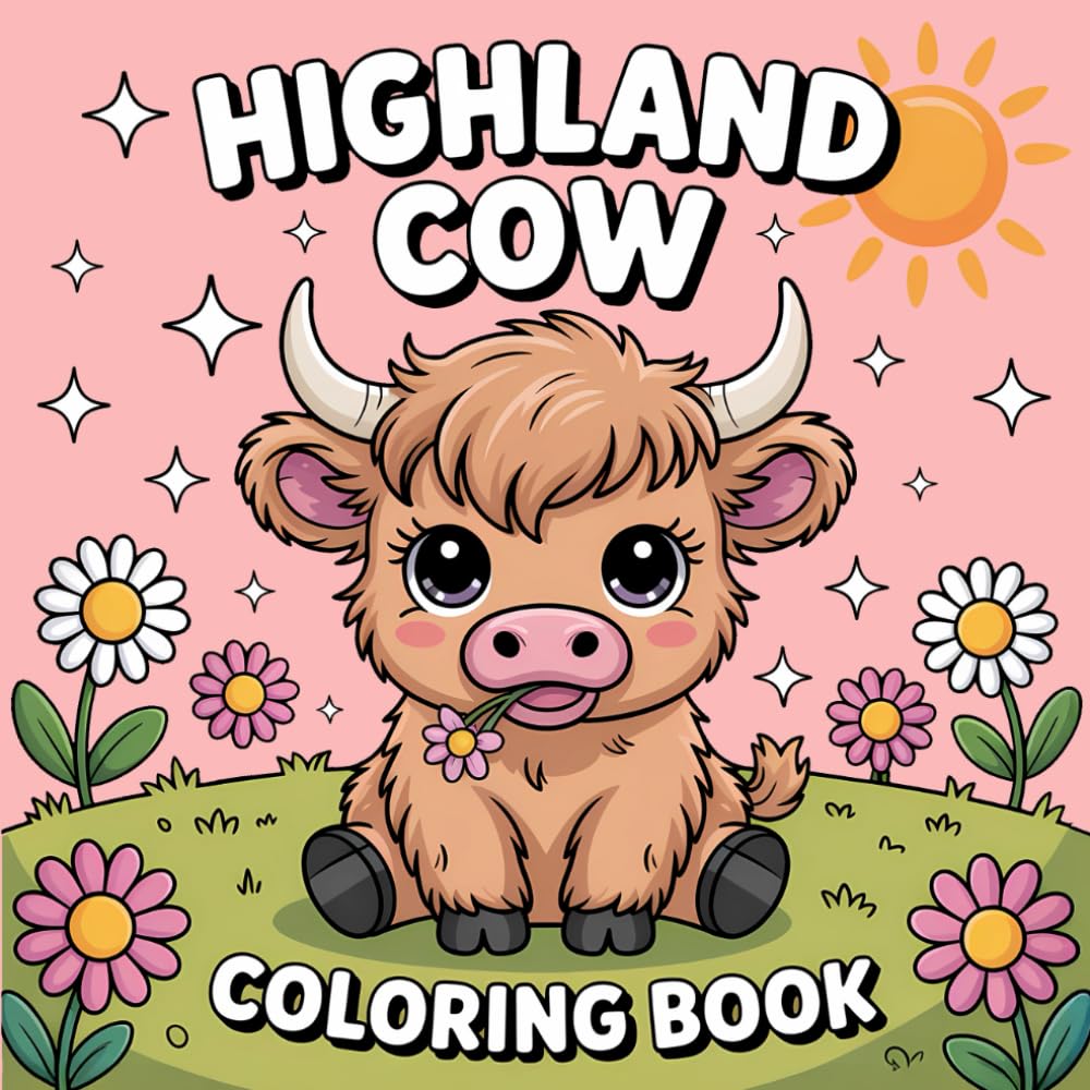 Highland Cow Coloring Book: Beautiful and Cute Scottish Cows Bold and Simple Illustrations for Relaxation and Creativity