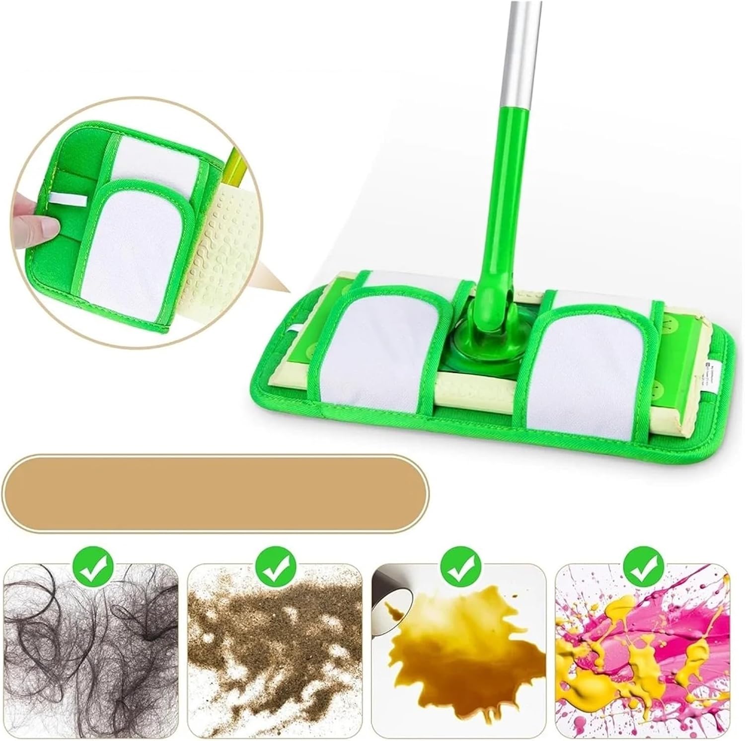 6PCS Reusable Mop Pads ，Compatible For Swiffer，Sweeper Mops Washable Wet Dry Sweeping Cloths(12PCS)