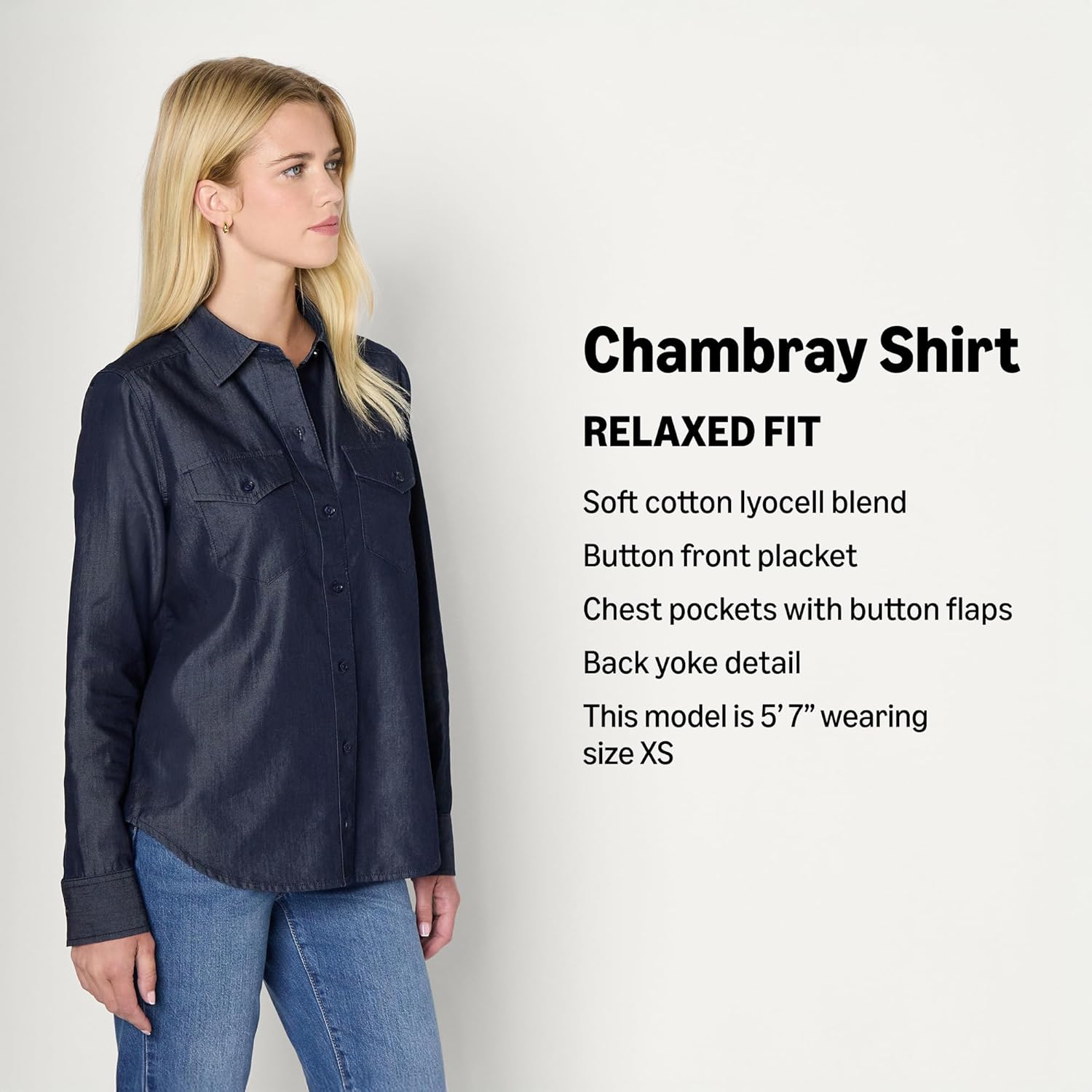 Amazon Essentials Women's Relaxed-Fit Denim Chambray Button-Down Long-Sleeve Shirt - Image 4