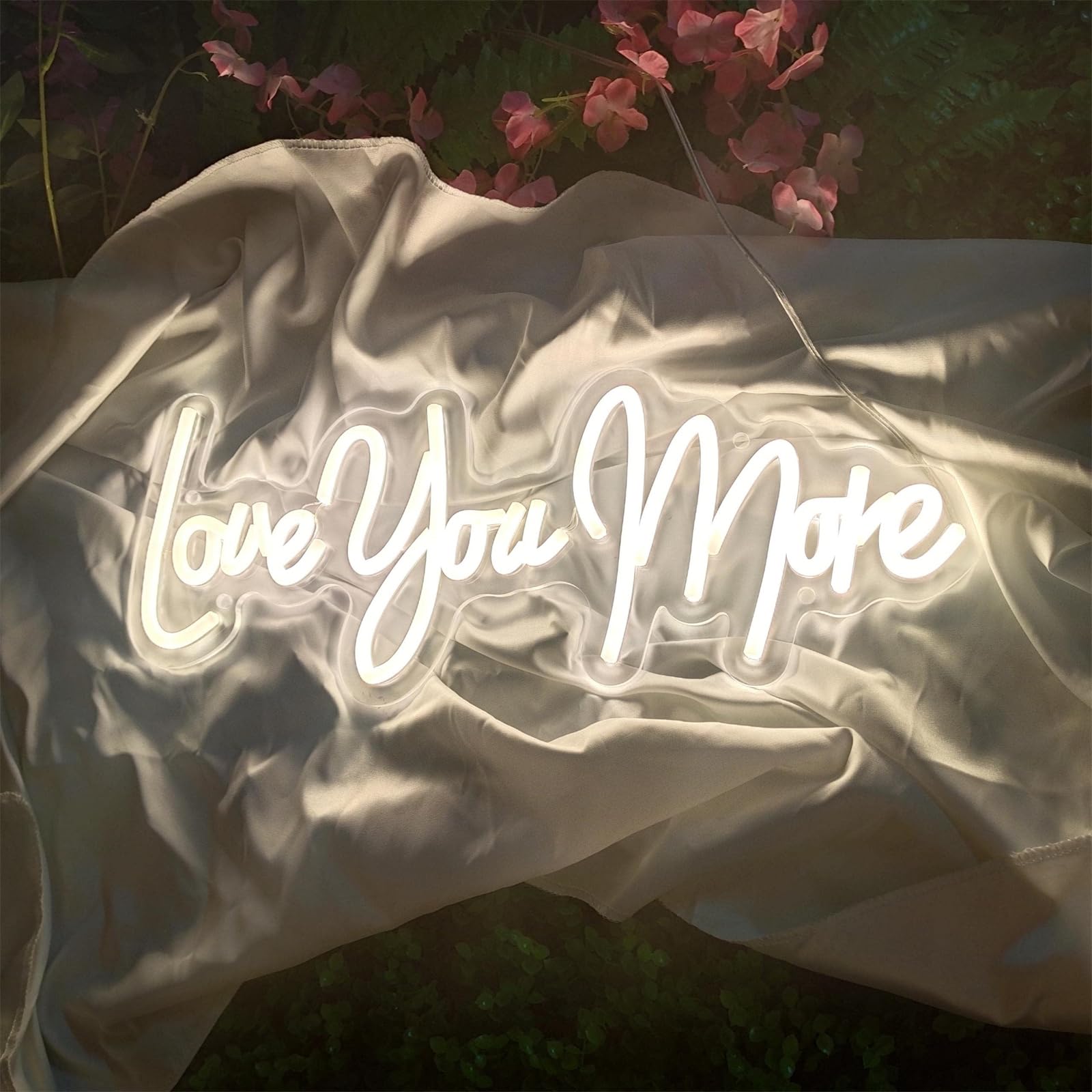 INGKE Love You More Neon Sign Wedding Party LED Neon Light Sign Wall Decor Light Up Signs for Family Bar Wedding Party Neon Light Birthday Gift Neon Light with Dimmable Switch,A