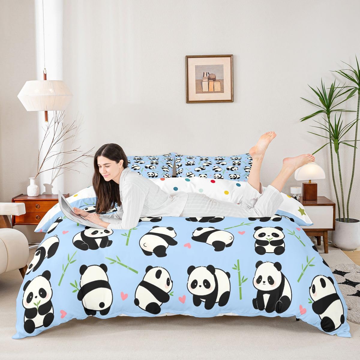 Loussiesd Panda poszewka na kołdrę super king pościel dla dzieci chłopców