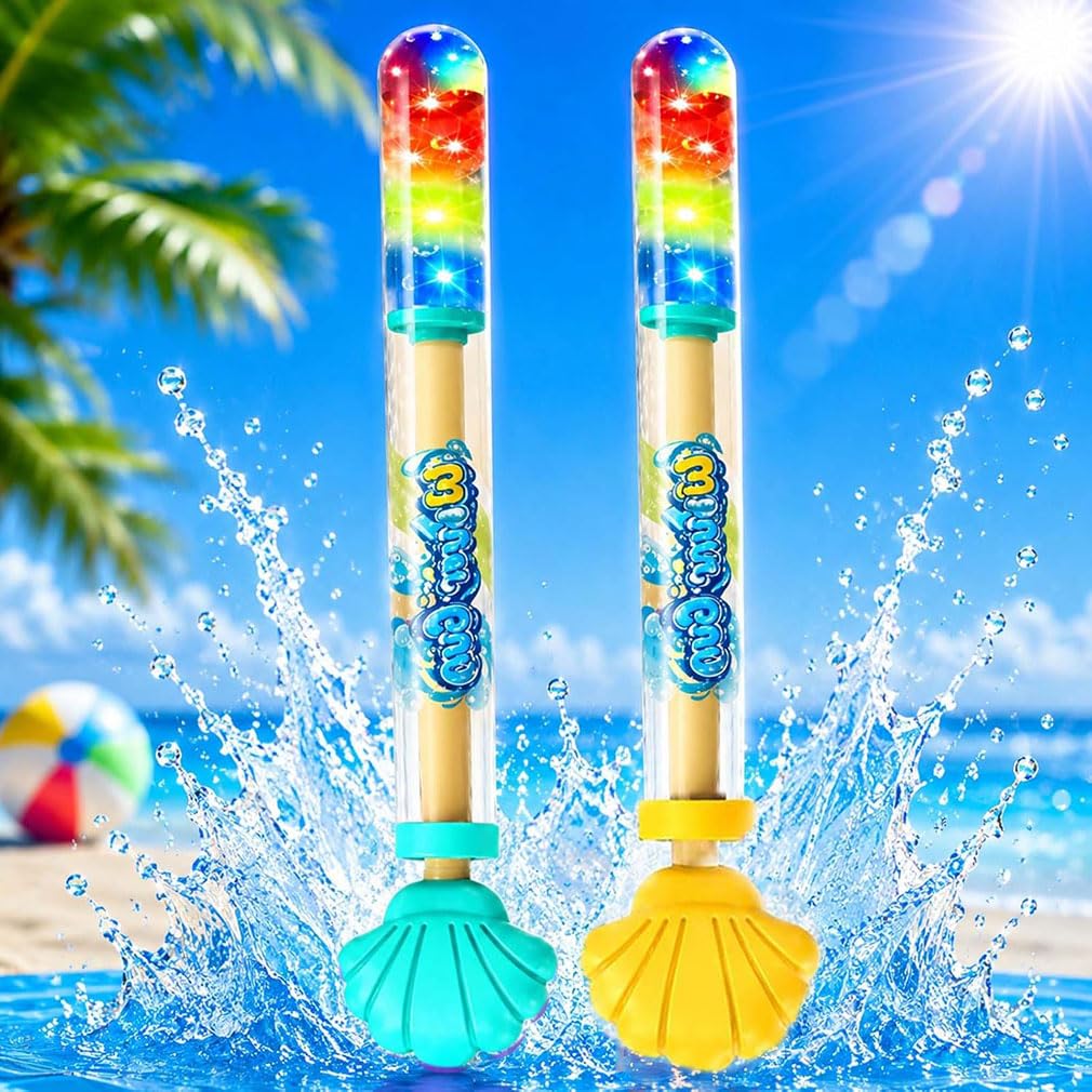 2026 New Glowing Rainbow Led Water Blaster,Fireworks Water Spray Gun with Lights,Firework Style Water Squirter High Pressure Pull-Out Water Blaster,Fireworks Effect Water Spray Toy for Pool (2PCS-C)